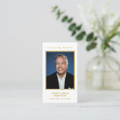 金ゴールドシンプルスクリプトフォト葬儀祈りの言葉カード 名刺 (スタンド正面)