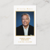 金ゴールドシンプルスクリプトフォト葬儀祈りの言葉カード 名刺 (正面)