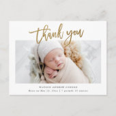 金ゴールドシンプルスクリプト写真ベビーありがとう ポストカード (正面)