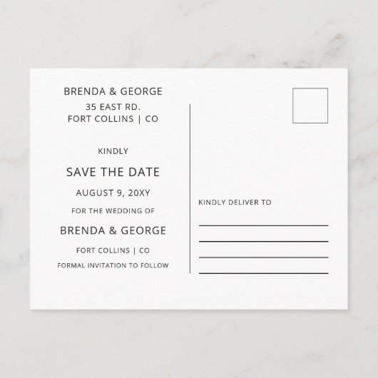 金ゴールドシンプルスクリプト書道写真の日付を保存 案内ポストカード (裏面)