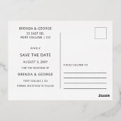 金ゴールドシンプルスクリプト書道写真の日付を保存 箔招待状ポストカード (裏面)