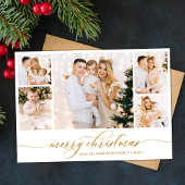 金ゴールドシンプルスクリプト5フォトコラージュクリスマス シーズンカード