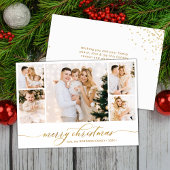 金ゴールドシンプルスクリプト5フォトコラージュクリスマス シーズンカード