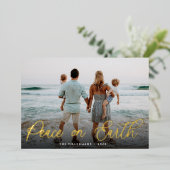 金ゴールドシンプルスクリプトPeace on Earth写真 箔シーズンカード (立ち正面)