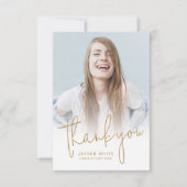 金ゴールドシンプルスモダンクリプト2写真卒業 サンキューカード (正面)