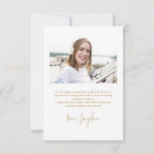 金ゴールドシンプルスモダンクリプト2写真卒業 サンキューカード (裏面)