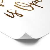 金ゴールドシンプルタイポグラフィバーが開いている標識 ポスター (角)