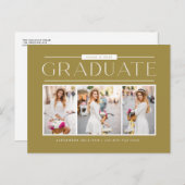 金ゴールドシンプルタイポグラフィ写真コラージュ卒業 ポストカード (正面/裏面)