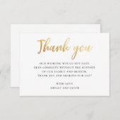 金ゴールドシンプルタイポグラフィ結婚ズ。書モダン跡 サンキューカード (正面/裏面)