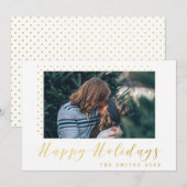 金ゴールドシンプルドットハッピーホリデーズフォトカード シーズンカード (正面/裏面)