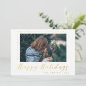 金ゴールドシンプルドットハッピーホリデーズフォトカード シーズンカード (スタンド正面)