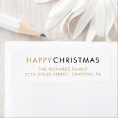 金ゴールドシンプルハッピークリスマス差出人住所 ラベル (インサイチュ)