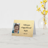 金ゴールドシンプルハッピーリタイアメントフォトおめでとう カード (黄色い花)