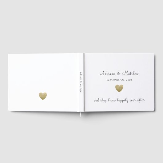 金ゴールドシンプルハートの後ずっと幸せ結婚に ゲストブック (全面)