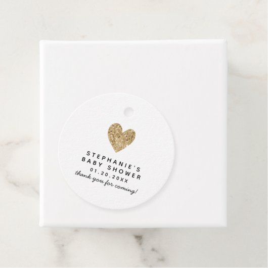 金ゴールドシンプルハートベビーシャワー フェイバータグ (インサイチュ)