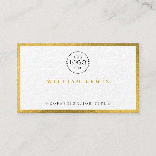 金ゴールドシンプルビジネスロゴ最小モダン主義 名刺 (正面)