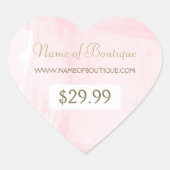 金ゴールドシンプルピンクの水の色のブティック価格ラベル ハートシール (正面)