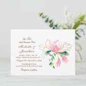 金ゴールドシンプルピンクマグノリアクリスチャン結婚ズ 招待状 (スタンド正面)