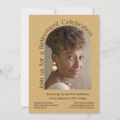 金ゴールドシンプルフォトアーチ退職パーティー 招待状 (正面)