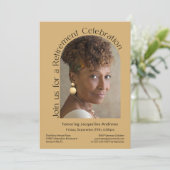 金ゴールドシンプルフォトアーチ退職パーティー 招待状 (スタンド正面)