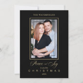 金ゴールドシンプルブラックモダンクリスマスフォトファミリー (正面)