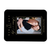 金ゴールドシンプルブラックモダンクリスマスフォトファミリー マグネット (横)