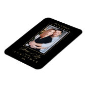 金ゴールドシンプルブラックモダンクリスマスフォトファミリー マグネット (左側)