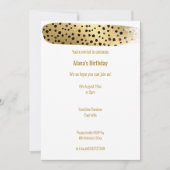 金ゴールドシンプルブラックレオパード動物白誕生日 招待状 (正面)