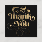 金ゴールドシンプルブラックレトロスクリプトの感謝してい順序 スクエア名刺 (正面)