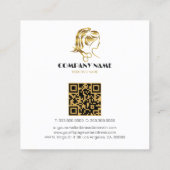 金ゴールドシンプルヘアサロンロゴ濃い灰色の背景 スクエア名刺 (裏面)