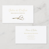 金ゴールドシンプルヘアスタイリストはさみヘアサロン 名刺 (正面/裏面)