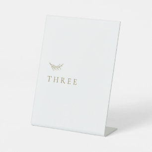 金ゴールドシンプルホワイトエレガントなウェディングテーブル番号 台座サイン