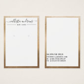 金ゴールドシンプルホワイトカーシブイヤリング表示カード (正面&裏面)