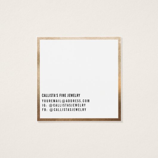 金ゴールドシンプルホワイトカーシブヘアクリップ表示カード (裏面)