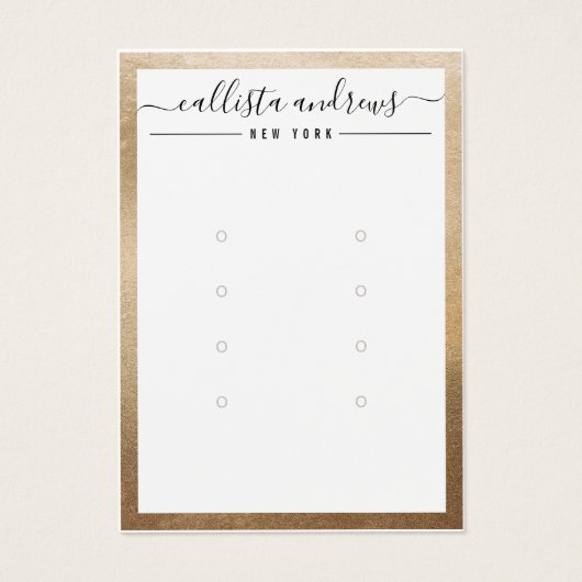 金ゴールドシンプルホワイトマルチプルイヤリングディスプレイカード (正面)