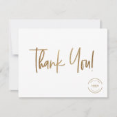 金ゴールドシンプルホワイト会社ロゴソーシャル・サンキュー サンキューカード (正面)