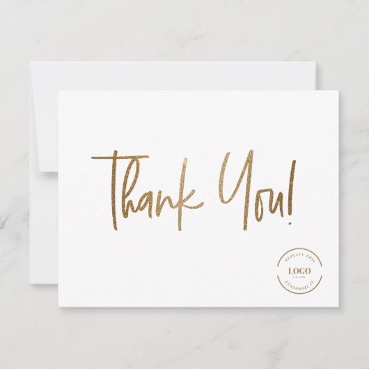 金ゴールドシンプルホワイト会社ロゴソーシャル・サンキュー サンキューカード (正面)