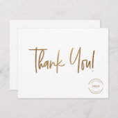金ゴールドシンプルホワイト会社ロゴソーシャル・サンキュー サンキューカード (正面/裏面)