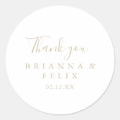 金ゴールドシンプルミニマリストサンキュー結婚式の引き出物 ラウンドシール (正面)