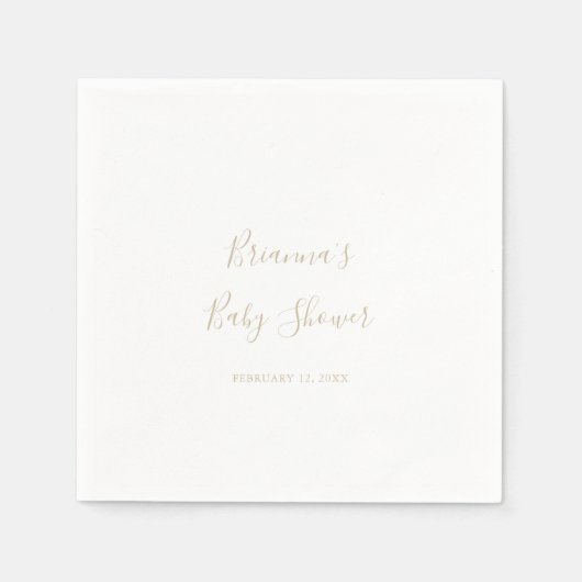 金ゴールドシンプルミニマリストベビーシャワーナプキン スタンダードカクテルナプキン (正面)