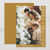 金ゴールドシンプルミニマリストメリークリスマスマスタード シーズンカード (正面/裏面)