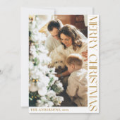 金ゴールドシンプルミニマリストメリークリスマスマスタード シーズンカード (正面)