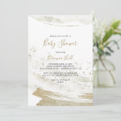 金ゴールドシンプルミニマリスト赤ちゃんシャワー 招待状 (スタンド正面)