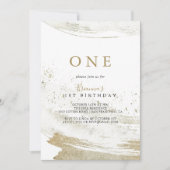 金ゴールドシンプルミニマル生誕生会 招待状 (正面)