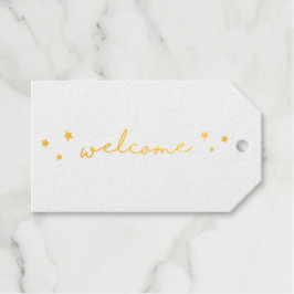 金ゴールドシンプルミニマ結婚リストの歓迎の書 ギフトタグ