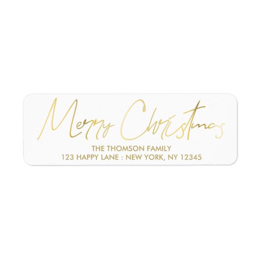 金ゴールドシンプルメリークリスマスハンドレターラベル ラベル (正面)