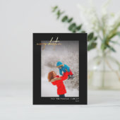 金ゴールドシンプルメリークリスマスフォトブラック ポストカード (スタンド正面)