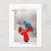 金ゴールドシンプルメリークリスマス写真白はがき ポストカード (正面)