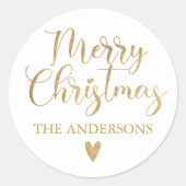 金ゴールドシンプルメリークリスマス書道台本 ラウンドシール (正面)
