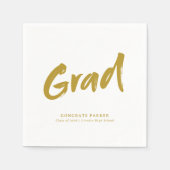 金ゴールドシンプルモダンブラシスクリプト卒業パーティー スタンダードカクテルナプキン (正面)
